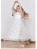 Off Shoulder Star Tulle Shimmering Flower Girl Dress